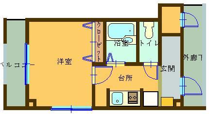 レナード中福I(1K/2階)の間取り写真