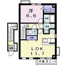 サンセールI(1LDK/2階)の間取り写真