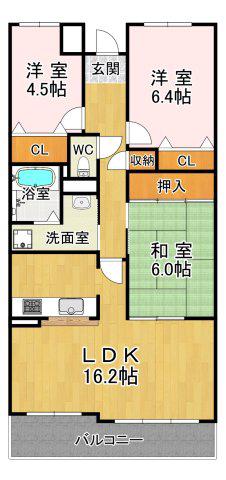 井吹西シティコート(3LDK/13階)の間取り写真