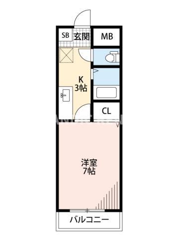 ロイヤルヒルズ大橋参番館(1K/5階)の間取り写真