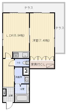 クレールメゾン・サカエII(1DK/1階)の間取り写真