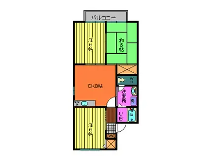 ピースライフパレス A棟(3DK/1階)の間取り写真