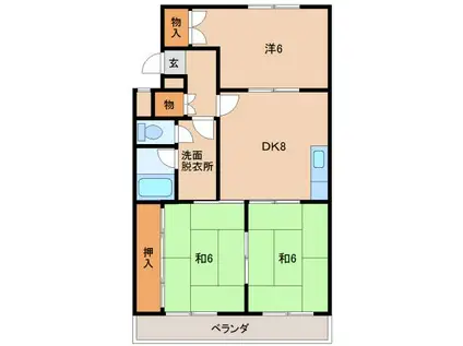 岡井マンション(3DK/2階)の間取り写真