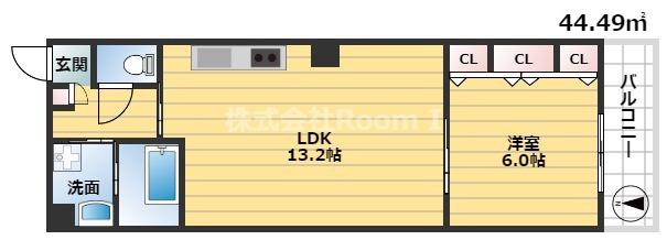 ブラービ南船場(1LDK/10階)の間取り写真