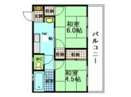 渋谷ビル(2DK/4階)の間取り写真