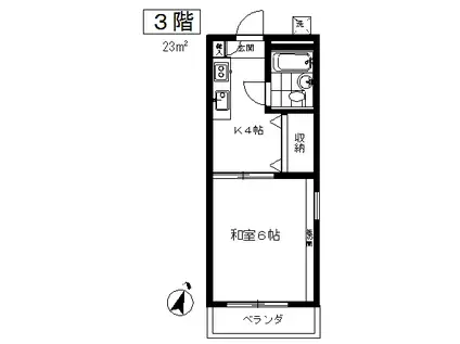 ハイムすみれ(1K/3階)の間取り写真