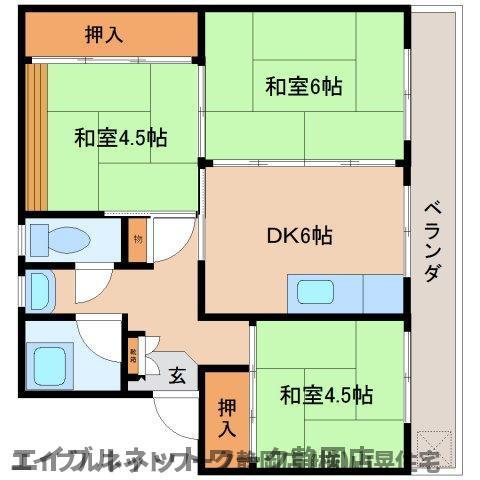 春日団地 B棟33(3DK/2階)の間取り写真