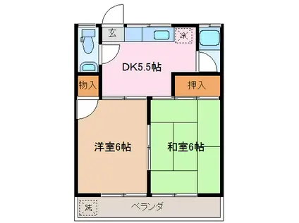 メゾンミヤマエ A(2DK/2階)の間取り写真