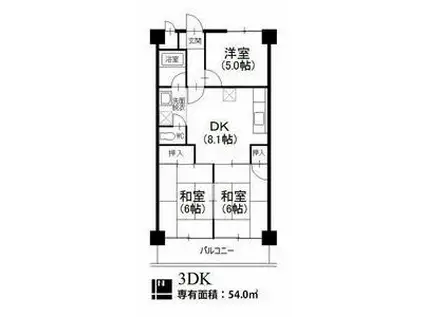 ジュネス21(3DK/4階)の間取り写真