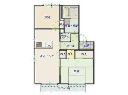 ユメリア D棟(2LDK/2階)の間取り写真