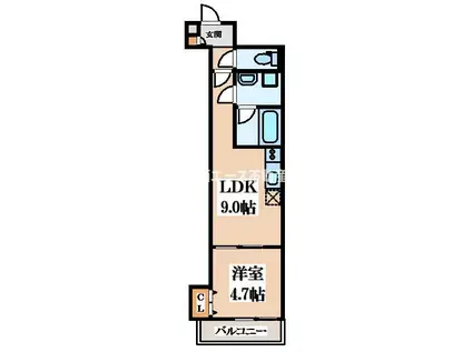 クレアール菱屋東(1LDK/1階)の間取り写真