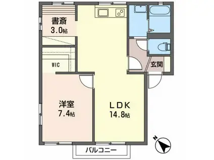 エイトスクウェア芳ヶ崎(1LDK/1階)の間取り写真