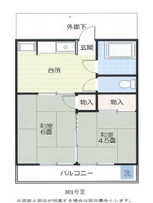 ハイコーポニシカワ(2DK/3階)の間取り写真