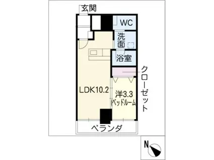 アルファパル東枇杷島(1LDK/5階)の間取り写真