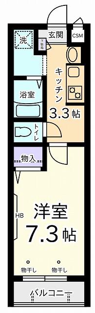 アートフィール/雅(1K/2階)の間取り写真