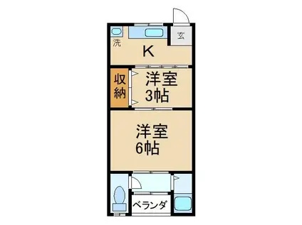 岡野マンション(2K/4階)の間取り写真