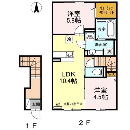 フォレストコート(2LDK/2階)の間取り写真