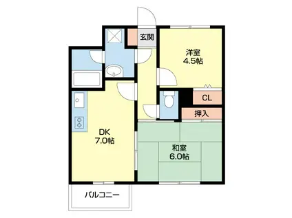 ライオンズマンション高田(2DK/7階)の間取り写真