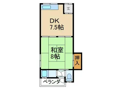 むっちゃんハウス(1DK/1階)の間取り写真