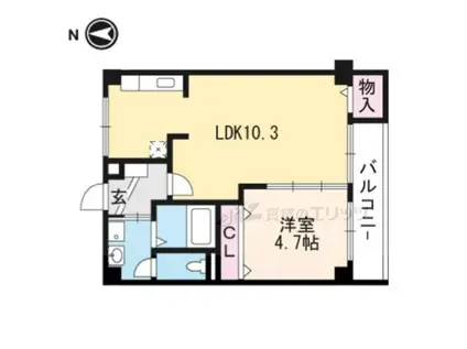 松原マンション(1LDK/3階)の間取り写真
