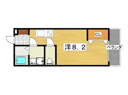 CHOU CHOU NAKAMIYA イースト(ワンルーム/2階)の間取り写真