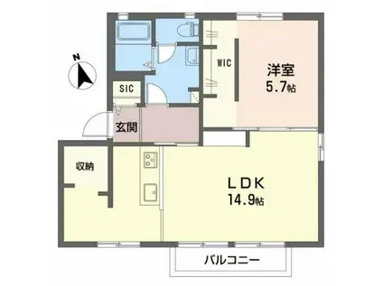 ボルトシティ熊取ⅡⅢ(1LDK/2階)の間取り写真