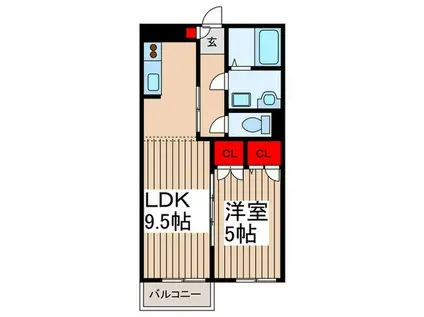 レジデンス ケート(1LDK/2階)の間取り写真