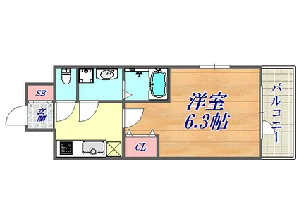 エスリード神戸レジデンス(1K/5階)の間取り写真