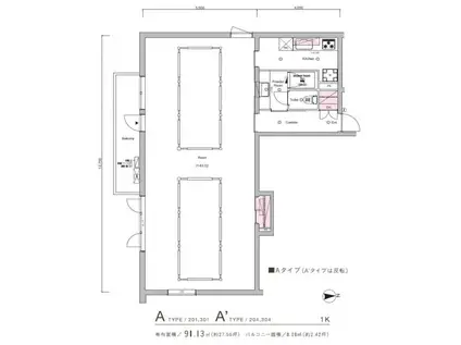 SYLA TERRACE KAMAKURA(1K/3階)の間取り写真