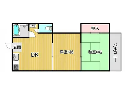 浅田マンション(2DK/5階)の間取り写真