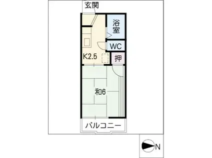 ビレッジ葵C(1K/2階)の間取り写真