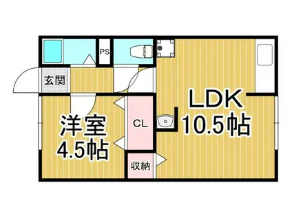 吉岡コーポ(1LDK/2階)の間取り写真