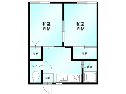 玉川ハイツ(2K/2階)の間取り写真