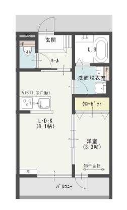 リュクス富ケ丘1丁目(1LDK/2階)の間取り写真