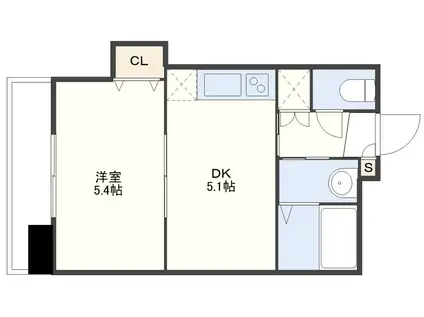 リバーサイド岩永(1DK/5階)の間取り写真