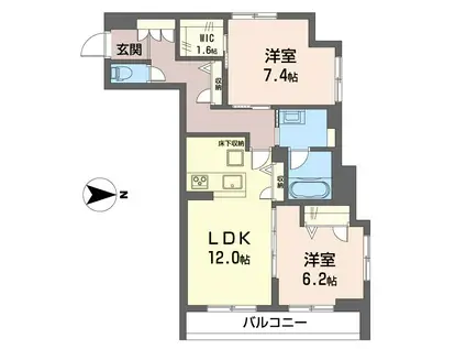 ラ ベルヴィ(2LDK/1階)の間取り写真