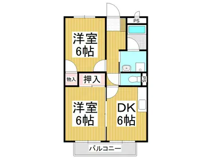 サープラスラフィーネ(2DK/2階)の間取り写真