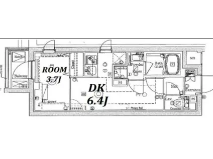 プレセダンヒルズ中野坂上(1DK/4階)の間取り写真