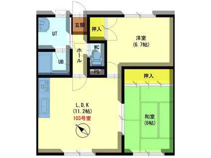 プラムマート2(2LDK/1階)の間取り写真