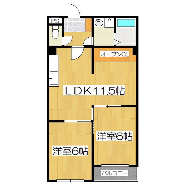 ハウスオブローゼIII(2LDK/1階)の間取り写真