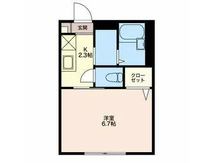 サンライト(1K/1階)の間取り写真