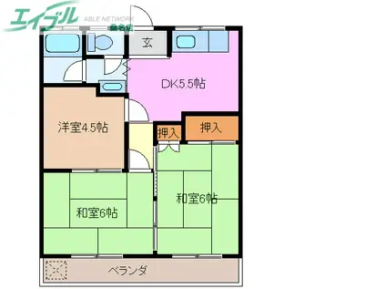 ニューハイツダイソウ(3DK/2階)の間取り写真