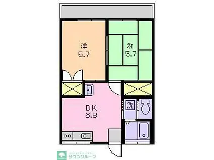 アメニティナガシマ(2DK/2階)の間取り写真