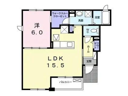 サニーオーブII(1LDK/1階)の間取り写真