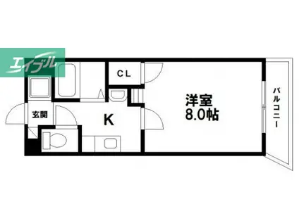 ルナ国体町(1K/1階)の間取り写真