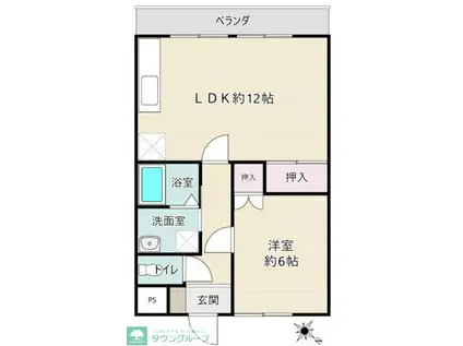 フレンズピュア(1LDK/1階)の間取り写真