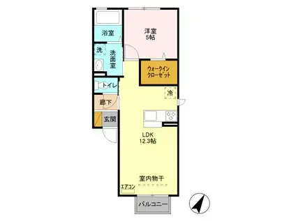 ベアー フルーツ(1LDK/2階)の間取り写真