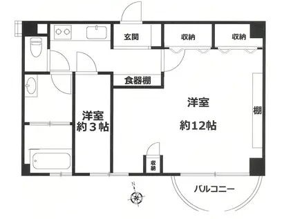 中台工業伊東マンション(2K/4階)の間取り写真