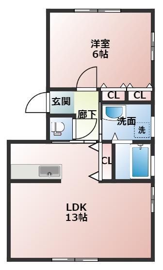 サニーガーデン(1LDK/1階)の間取り写真