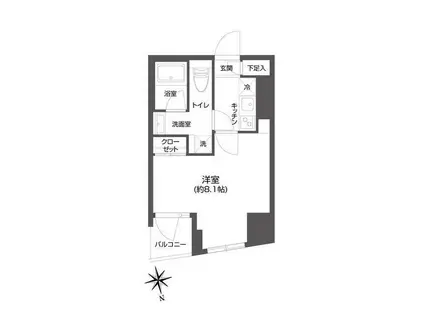 GRAN PASEO 市谷甲良町(1K/12階)の間取り写真